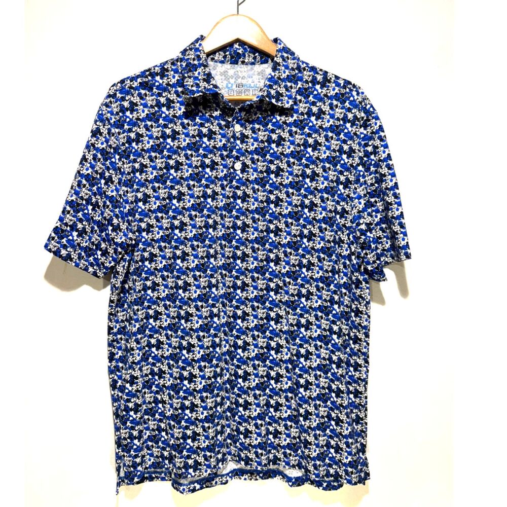 U IBKUL polo shirt summer outdoor sports golf tennis UPS 50+ floral blue women L